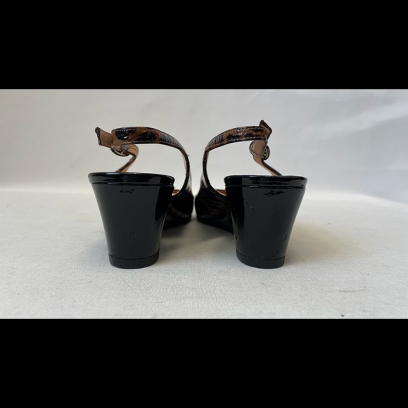 CHRISTIAN LOUBOUTIN Patent Leather Animal Print Sling back Pumps 7.5 - Picture 4 of 5